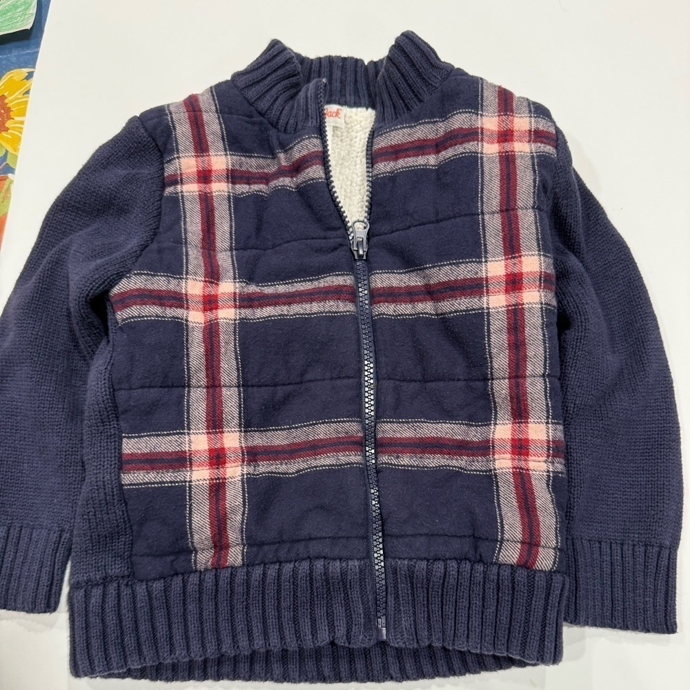 Cat & Jack Fleece lined plaid sweater- 3T - Picture 1 of 3
